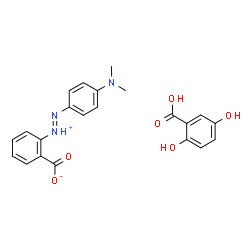 ChemSpider 2D Image | 2-{(E)-2-[4-(Dimethylamino)phenyl]diazeniumyl}benzoate - 2,5-dihydroxybenzoic acid (1:1) | C22H21N3O6