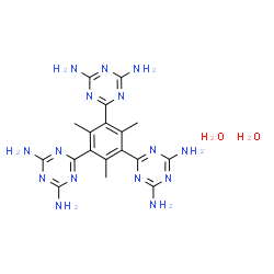 ChemSpider 2D Image | 6,6',6''-(2,4,6-Trimethylbenzene-1,3,5-triyl)tris(1,3,5-triazine-2,4-diamine) dihydrate | C18H25N15O2