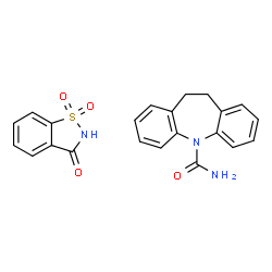 ChemSpider 2D Image | 10,11-Dihydro-5H-dibenzo[b,f]azepine-5-carboxamide - 1,2-benzothiazol-3(2H)-one 1,1-dioxide (1:1) | C22H19N3O4S