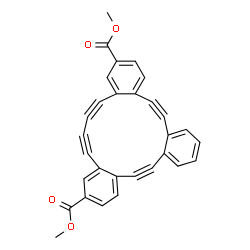 ChemSpider 2D Image | Dimethyl 5,6,11,12,17,18,19,20-octadehydrotribenzo[a,e,i][14]annulene-2,15-dicarboxylate | C30H16O4
