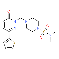 ChemSpider 2D Image | N,N-Dimethyl-4-{[6-oxo-3-(2-thienyl)-1(6H)-pyridazinyl]methyl}-1-piperazinesulfonamide | C15H21N5O3S2