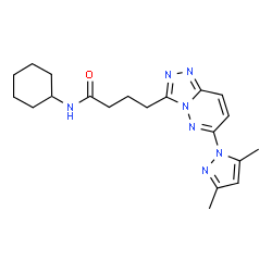 ChemSpider 2D Image | N-Cyclohexyl-4-[6-(3,5-dimethyl-1H-pyrazol-1-yl)[1,2,4]triazolo[4,3-b]pyridazin-3-yl]butanamide | C20H27N7O