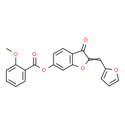 ChemSpider 2D Image | 2-(2-Furylmethylene)-3-oxo-2,3-dihydro-1-benzofuran-6-yl 2-methoxybenzoate | C21H14O6