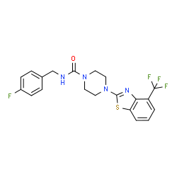 ChemSpider 2D Image | N-(4-Fluorobenzyl)-4-[4-(trifluoromethyl)-1,3-benzothiazol-2-yl]-1-piperazinecarboxamide | C20H18F4N4OS