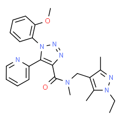 ChemSpider 2D Image | N-[(1-Ethyl-3,5-dimethyl-1H-pyrazol-4-yl)methyl]-1-(2-methoxyphenyl)-N-methyl-5-(2-pyridinyl)-1H-1,2,3-triazole-4-carboxamide | C24H27N7O2