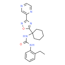 ChemSpider 2D Image | 1-(2-Ethylphenyl)-3-{1-[3-(2-pyrazinyl)-1,2,4-oxadiazol-5-yl]cyclohexyl}urea | C21H24N6O2