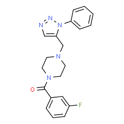 ChemSpider 2D Image | (3-Fluorophenyl){4-[(1-phenyl-1H-1,2,3-triazol-5-yl)methyl]-1-piperazinyl}methanone | C20H20FN5O