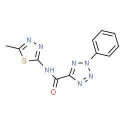 ChemSpider 2D Image | N-(5-Methyl-1,3,4-thiadiazol-2-yl)-2-phenyl-2H-tetrazole-5-carboxamide | C11H9N7OS