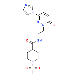 ChemSpider 2D Image | N-{2-[3-(1H-Imidazol-1-yl)-6-oxo-1(6H)-pyridazinyl]ethyl}-1-(methylsulfonyl)-4-piperidinecarboxamide | C16H22N6O4S