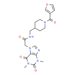ChemSpider 2D Image | 2-(1,3-Dimethyl-2,6-dioxo-1,2,3,6-tetrahydro-7H-purin-7-yl)-N-{[1-(3-furoyl)-4-piperidinyl]methyl}acetamide | C20H24N6O5