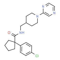 ChemSpider 2D Image | 1-(4-Chlorophenyl)-N-{[1-(2-pyrazinyl)-4-piperidinyl]methyl}cyclopentanecarboxamide | C22H27ClN4O
