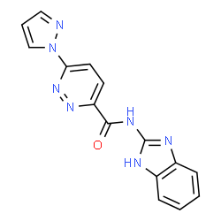 ChemSpider 2D Image | N-(1H-Benzimidazol-2-yl)-6-(1H-pyrazol-1-yl)-3-pyridazinecarboxamide | C15H11N7O