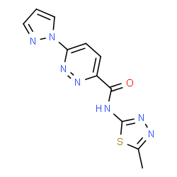 ChemSpider 2D Image | N-(5-Methyl-1,3,4-thiadiazol-2-yl)-6-(1H-pyrazol-1-yl)-3-pyridazinecarboxamide | C11H9N7OS