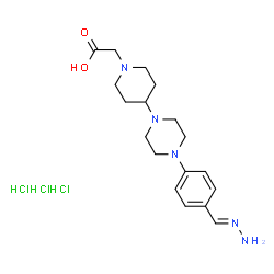 ChemSpider 2D Image | [4-(4-{4-[(E)-Hydrazonomethyl]phenyl}-1-piperazinyl)-1-piperidinyl]acetic acid trihydrochloride | C18H30Cl3N5O2