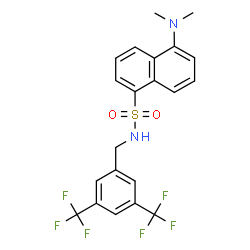 ChemSpider 2D Image | N-[3,5-Bis(trifluoromethyl)benzyl]-5-(dimethylamino)-1-naphthalenesulfonamide | C21H18F6N2O2S