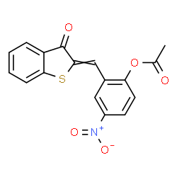 ChemSpider 2D Image | 4-Nitro-2-[(3-oxo-1-benzothiophen-2(3H)-ylidene)methyl]phenyl acetate | C17H11NO5S