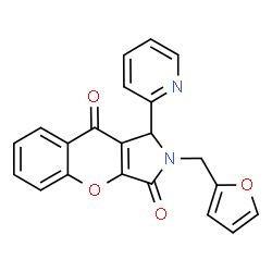 ChemSpider 2D Image | 2-(2-Furylmethyl)-1-(2-pyridinyl)-1,2-dihydrochromeno[2,3-c]pyrrole-3,9-dione | C21H14N2O4