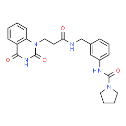 ChemSpider 2D Image | N-[3-({[3-(2,4-Dioxo-3,4-dihydro-1(2H)-quinazolinyl)propanoyl]amino}methyl)phenyl]-1-pyrrolidinecarboxamide | C23H25N5O4