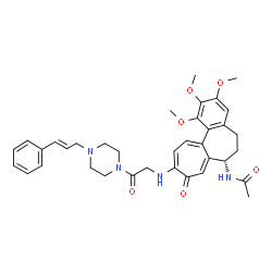 ChemSpider 2D Image | N-{(7S)-1,2,3-Trimethoxy-9-oxo-10-[(2-oxo-2-{4-[(2E)-3-phenyl-2-propen-1-yl]-1-piperazinyl}ethyl)amino]-5,6,7,9-tetrahydrobenzo[a]heptalen-7-yl}acetamide | C36H42N4O6