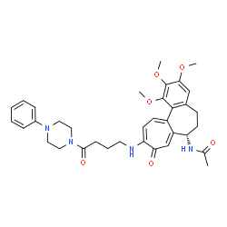 ChemSpider 2D Image | N-[(7S)-1,2,3-Trimethoxy-9-oxo-10-{[4-oxo-4-(4-phenyl-1-piperazinyl)butyl]amino}-5,6,7,9-tetrahydrobenzo[a]heptalen-7-yl]acetamide | C35H42N4O6