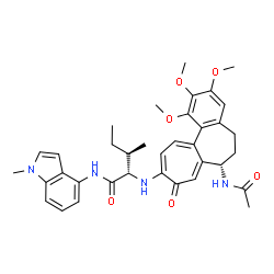 ChemSpider 2D Image | N~2~-[(7S)-7-Acetamido-1,2,3-trimethoxy-9-oxo-5,6,7,9-tetrahydrobenzo[a]heptalen-10-yl]-N-(1-methyl-1H-indol-4-yl)-L-alloisoleucinamide | C36H42N4O6