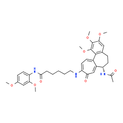 ChemSpider 2D Image | 6-{[(7S)-7-Acetamido-1,2,3-trimethoxy-9-oxo-5,6,7,9-tetrahydrobenzo[a]heptalen-10-yl]amino}-N-(2,4-dimethoxyphenyl)hexanamide | C35H43N3O8