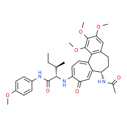 ChemSpider 2D Image | N~2~-[(7S)-7-Acetamido-1,2,3-trimethoxy-9-oxo-5,6,7,9-tetrahydrobenzo[a]heptalen-10-yl]-N-(4-methoxyphenyl)-L-alloisoleucinamide | C34H41N3O7