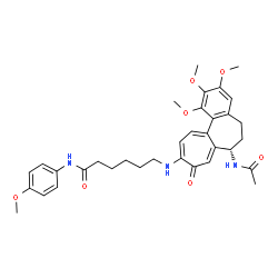 ChemSpider 2D Image | 6-{[(7S)-7-Acetamido-1,2,3-trimethoxy-9-oxo-5,6,7,9-tetrahydrobenzo[a]heptalen-10-yl]amino}-N-(4-methoxyphenyl)hexanamide | C34H41N3O7