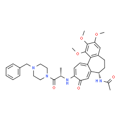 ChemSpider 2D Image | N-[(7S)-10-{[(2S)-1-(4-Benzyl-1-piperazinyl)-1-oxo-2-propanyl]amino}-1,2,3-trimethoxy-9-oxo-5,6,7,9-tetrahydrobenzo[a]heptalen-7-yl]acetamide | C35H42N4O6