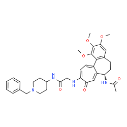 ChemSpider 2D Image | N~2~-[(7S)-7-Acetamido-1,2,3-trimethoxy-9-oxo-5,6,7,9-tetrahydrobenzo[a]heptalen-10-yl]-N-(1-benzyl-4-piperidinyl)glycinamide | C35H42N4O6