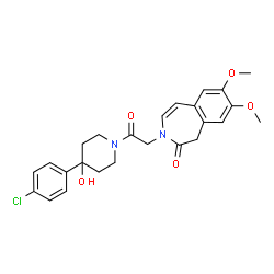 ChemSpider 2D Image | 3-{2-[4-(4-Chlorophenyl)-4-hydroxy-1-piperidinyl]-2-oxoethyl}-7,8-dimethoxy-1,3-dihydro-2H-3-benzazepin-2-one | C25H27ClN2O5