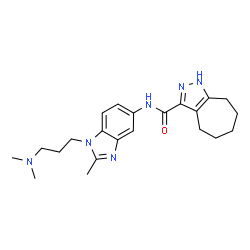 ChemSpider 2D Image | N-{1-[3-(Dimethylamino)propyl]-2-methyl-1H-benzimidazol-5-yl}-1,4,5,6,7,8-hexahydrocyclohepta[c]pyrazole-3-carboxamide | C22H30N6O