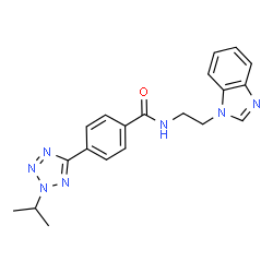 ChemSpider 2D Image | N-[2-(1H-Benzimidazol-1-yl)ethyl]-4-(2-isopropyl-2H-tetrazol-5-yl)benzamide | C20H21N7O