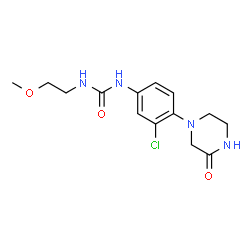ChemSpider 2D Image | 1-[3-Chloro-4-(3-oxo-1-piperazinyl)phenyl]-3-(2-methoxyethyl)urea | C14H19ClN4O3