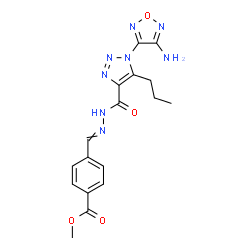 ChemSpider 2D Image | Methyl 4-[({[1-(4-amino-1,2,5-oxadiazol-3-yl)-5-propyl-1H-1,2,3-triazol-4-yl]carbonyl}hydrazono)methyl]benzoate | C17H18N8O4
