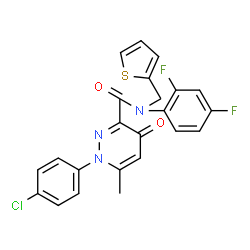 ChemSpider 2D Image | 1-(4-Chlorophenyl)-N-(2,4-difluorophenyl)-6-methyl-4-oxo-N-(2-thienylmethyl)-1,4-dihydro-3-pyridazinecarboxamide | C23H16ClF2N3O2S