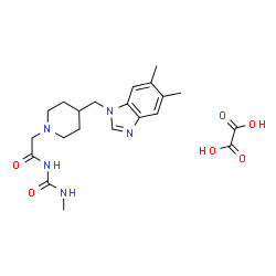 ChemSpider 2D Image | 2-{4-[(5,6-Dimethyl-1H-benzimidazol-1-yl)methyl]-1-piperidinyl}-N-(methylcarbamoyl)acetamide ethanedioate (1:1) | C21H29N5O6