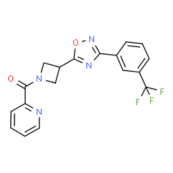 ChemSpider 2D Image | 2-Pyridinyl(3-{3-[3-(trifluoromethyl)phenyl]-1,2,4-oxadiazol-5-yl}-1-azetidinyl)methanone | C18H13F3N4O2