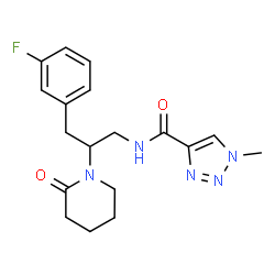 ChemSpider 2D Image | N-[3-(3-Fluorophenyl)-2-(2-oxo-1-piperidinyl)propyl]-1-methyl-1H-1,2,3-triazole-4-carboxamide | C18H22FN5O2