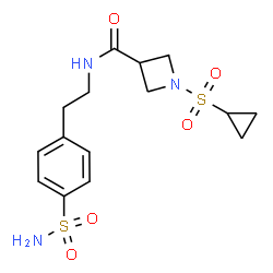 ChemSpider 2D Image | 1-(Cyclopropylsulfonyl)-N-[2-(4-sulfamoylphenyl)ethyl]-3-azetidinecarboxamide | C15H21N3O5S2