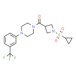 ChemSpider 2D Image | [1-(Cyclopropylsulfonyl)-3-azetidinyl]{4-[3-(trifluoromethyl)phenyl]-1-piperazinyl}methanone | C18H22F3N3O3S
