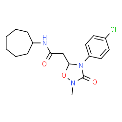 ChemSpider 2D Image | 2-[4-(4-Chlorophenyl)-2-methyl-3-oxo-1,2,4-oxadiazolidin-5-yl]-N-cycloheptylacetamide | C18H24ClN3O3