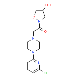 ChemSpider 2D Image | 2-[4-(6-Chloro-2-pyridinyl)-1-piperazinyl]-1-(4-hydroxy-1,2-oxazolidin-2-yl)ethanone | C14H19ClN4O3