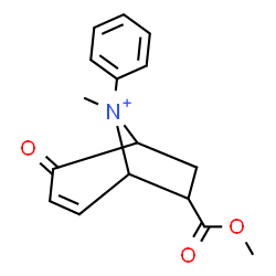 ChemSpider 2D Image | 7-(Methoxycarbonyl)-8-methyl-4-oxo-8-phenyl-8-azoniabicyclo[3.2.1]oct-2-ene | C16H18NO3
