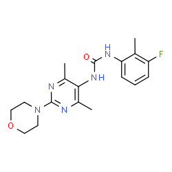 ChemSpider 2D Image | 1-[4,6-Dimethyl-2-(4-morpholinyl)-5-pyrimidinyl]-3-(3-fluoro-2-methylphenyl)urea | C18H22FN5O2