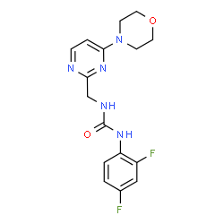 ChemSpider 2D Image | 1-(2,4-Difluorophenyl)-3-{[4-(4-morpholinyl)-2-pyrimidinyl]methyl}urea | C16H17F2N5O2