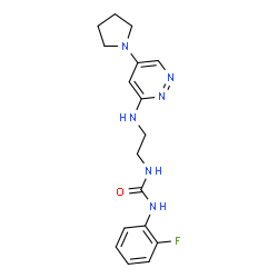 ChemSpider 2D Image | 1-(2-Fluorophenyl)-3-(2-{[5-(1-pyrrolidinyl)-3-pyridazinyl]amino}ethyl)urea | C17H21FN6O