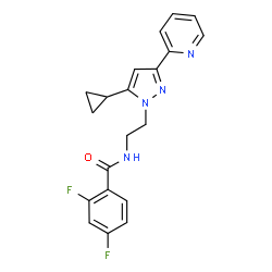 ChemSpider 2D Image | N-{2-[5-Cyclopropyl-3-(2-pyridinyl)-1H-pyrazol-1-yl]ethyl}-2,4-difluorobenzamide | C20H18F2N4O