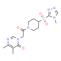 ChemSpider 2D Image | 5,6-Dimethyl-3-(2-{4-[(4-methyl-4H-1,2,4-triazol-3-yl)sulfonyl]-1-piperidinyl}-2-oxoethyl)-4(3H)-pyrimidinone | C16H22N6O4S