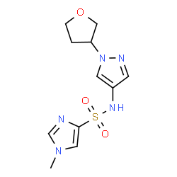 ChemSpider 2D Image | 1-Methyl-N-[1-(tetrahydro-3-furanyl)-1H-pyrazol-4-yl]-1H-imidazole-4-sulfonamide | C11H15N5O3S
